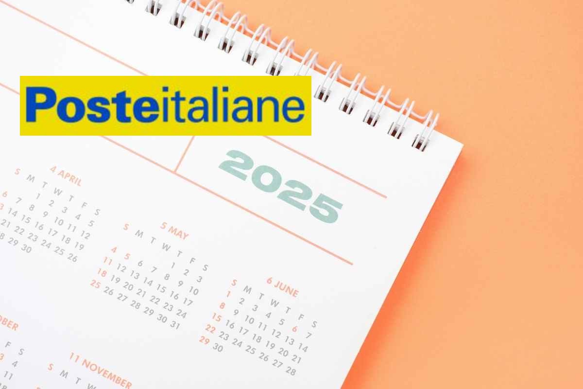 calendario 2025, scritta poste italiane